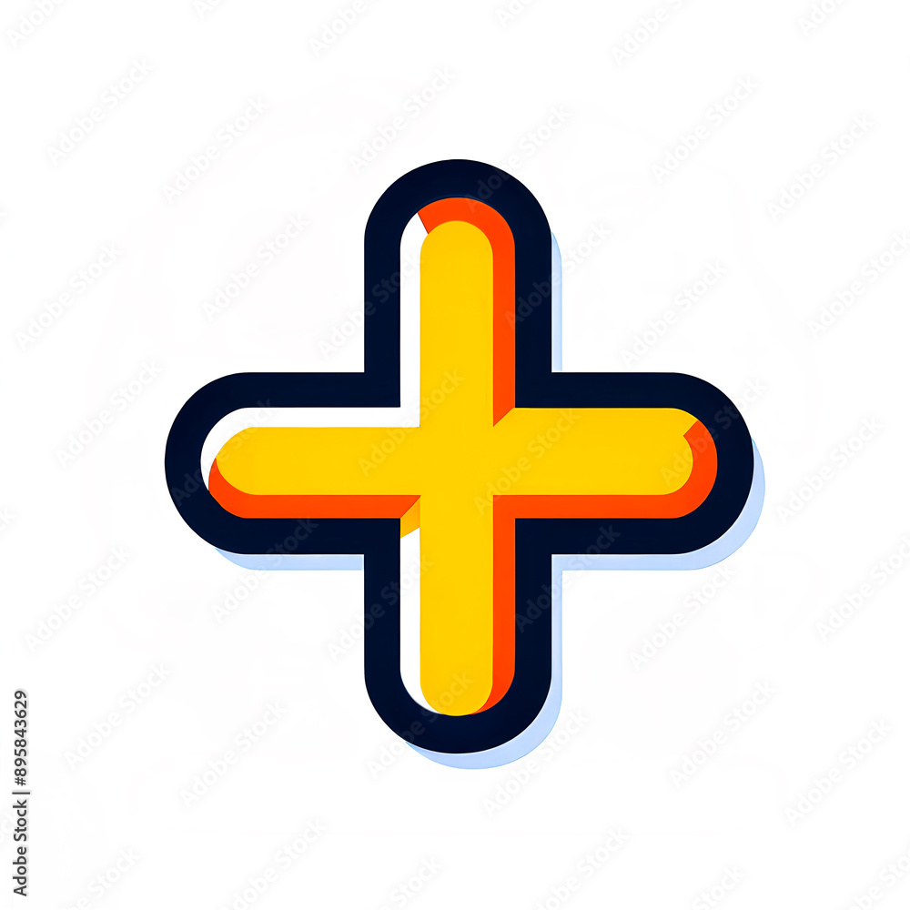 Fototapeta premium Isolated colorful vector illustration of symbolic mathematical plus sign on white background.