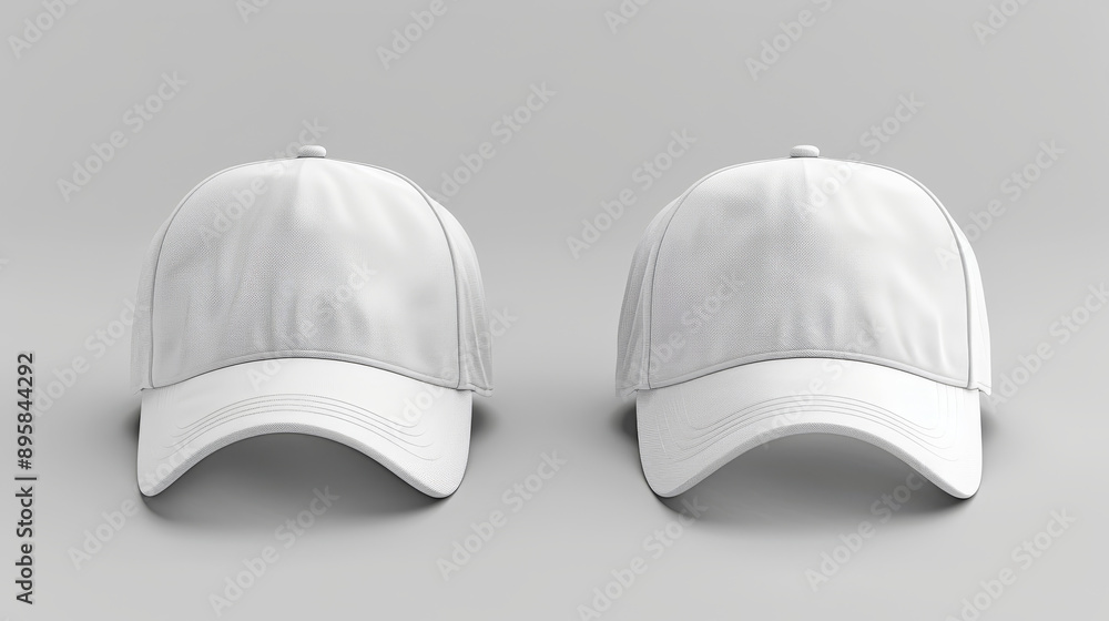 Set of white Different caps isolated. Assorted baseball caps. Mock-up for branding. Set of white Different caps isolated. Assorted baseball caps. Mock-up for branding.
