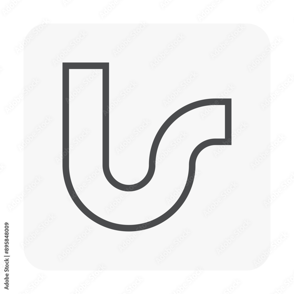 Drain pipe, trap pipe or siphon vector icon. Equipment or part with U-shape in drainage system for connecting to floor drain and kitchen sink for prevent smelly from dirty water, waste and sewage. Drain pipe, trap pipe or siphon vector icon. Equipment or part with U-shape in drainage system for connecting to floor drain and kitchen sink for prevent smelly from dirty water, waste and sewage.
