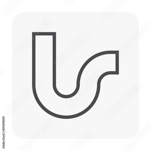 Drain pipe, trap pipe or siphon vector icon. Equipment or part with U-shape in drainage system for connecting to floor drain and kitchen sink for prevent smelly from dirty water, waste and sewage.