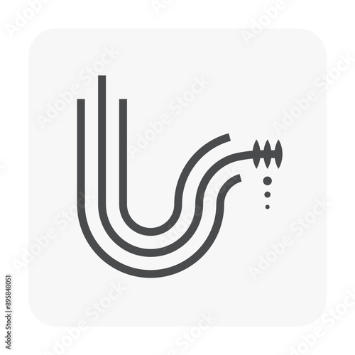 Clogged problem in trap pipe vector icon. Include drain snake tool to clean, clear, repair, service or maintenance for washing disposal inside for sewage drainage in kitchen, bathroom and toilet.