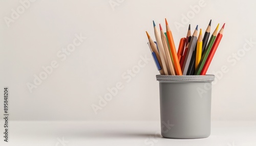 High-resolution studio-lit photo of a grey pencil pot, perfect for stock imagery.