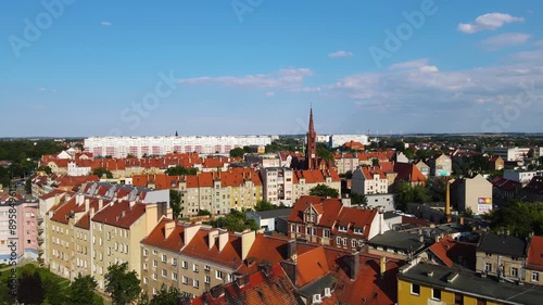 Wallpaper Mural Legnica, Poland Medieval architecture of ancient Polish city from above, houses of Europe along street temple infrastructure Torontodigital.ca