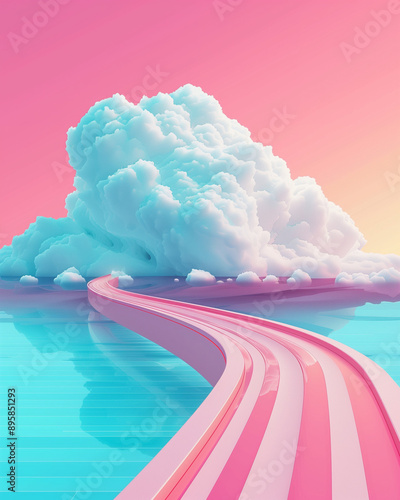 Dreamy Cloudscape Path: A Journey Through Pastel Horizons
