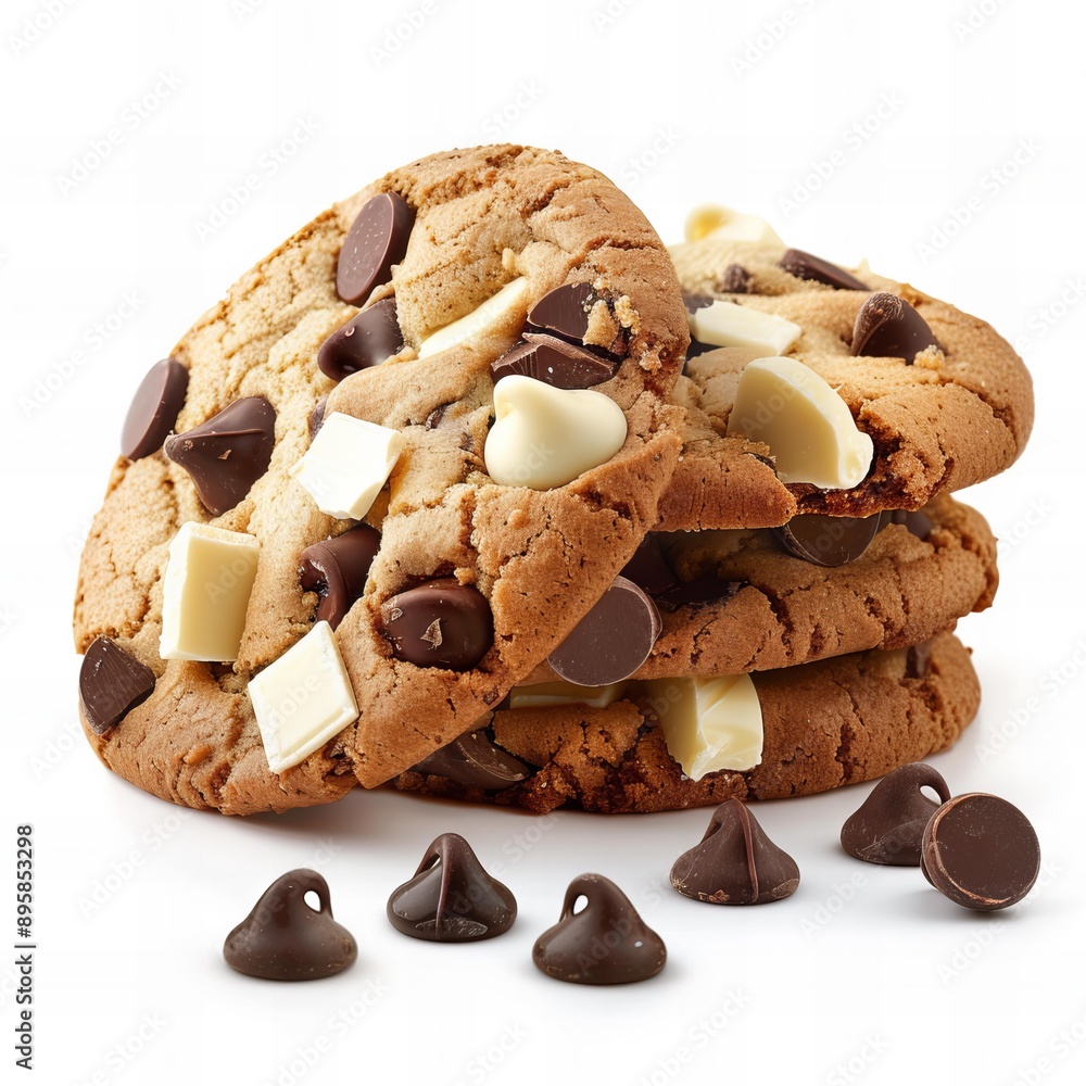 Delicious Chocolate Chip Cookie on a White Background Delicious Chocolate Chip Cookie on a White Background