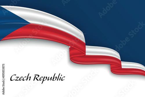 Waving ribbon with flag of Czech Republic