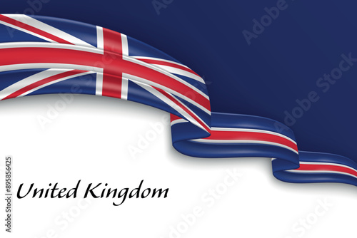 Waving ribbon with flag of United Kingdom