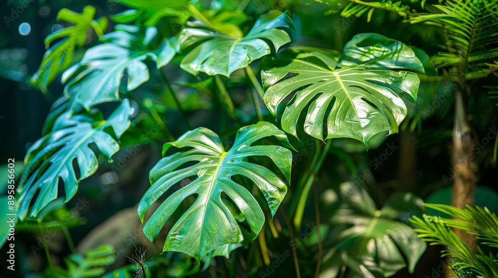 Detailed view of a rare Monstera with its fenestrated leaves Detailed view of a rare Monstera with its fenestrated leaves