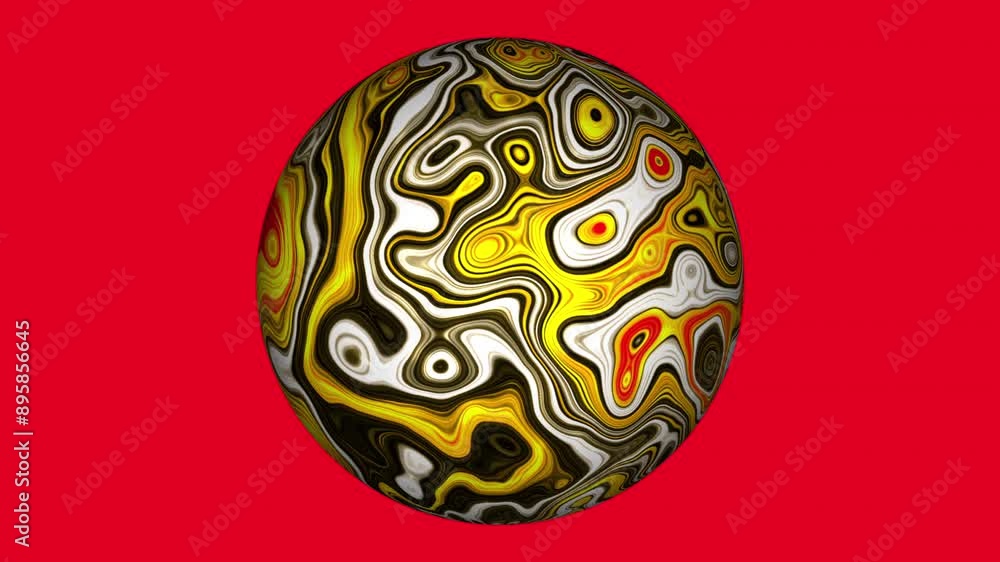 red background with 3D animated bubbles rotating balls with colorful patterns. abstract red background with 3D animated bubbles rotating balls with colorful patterns. abstract
