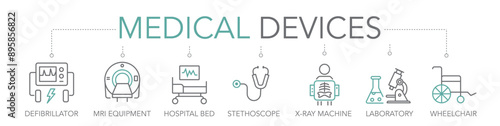 Medical devices - thin line two-tone icon concept