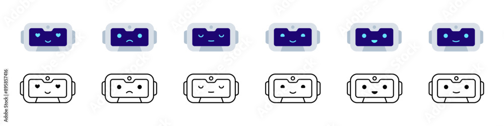 Chat bot icon. Chatbot support service. Artificial operator robot isolated on white background. Ai chat character. Chatbot vector set Chat bot icon. Chatbot support service. Artificial operator robot isolated on white background. Ai chat character. Chatbot vector set