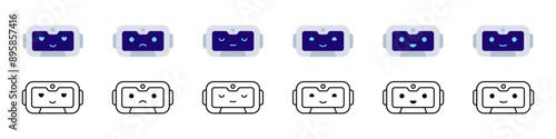 Chat bot icon. Chatbot support service. Artificial operator robot isolated on white background. Ai chat character. Chatbot vector set