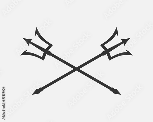 Poseidon tridents graphic icon. Crossed harpoons sign isolated on white background. Vector illustration 