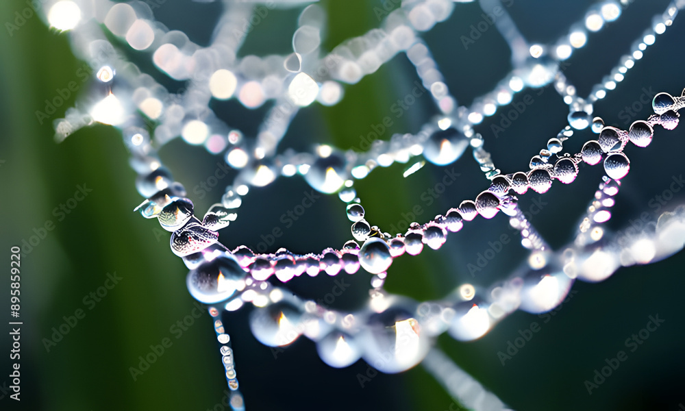 Dewdrops Adorn A Spiderweb In Early Morning Light Dewdrops Adorn A Spiderweb In Early Morning Light