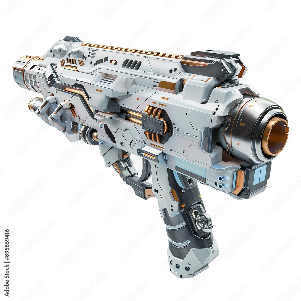 Sci-fi futuristic gun isolated on transparent or white background Sci-fi futuristic gun isolated on transparent or white background