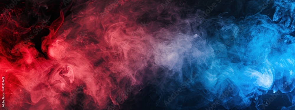 Obraz premium A red, blue and purple smokey background with a red and blue line