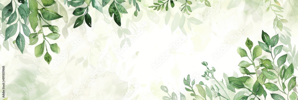 Fototapeta premium Watercolor Invitation. Herbal Garden Watercolor Floral Greeting Card Template with Frame