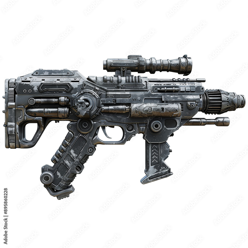 Sci-fi futuristic gun isolated on transparent or white background Sci-fi futuristic gun isolated on transparent or white background