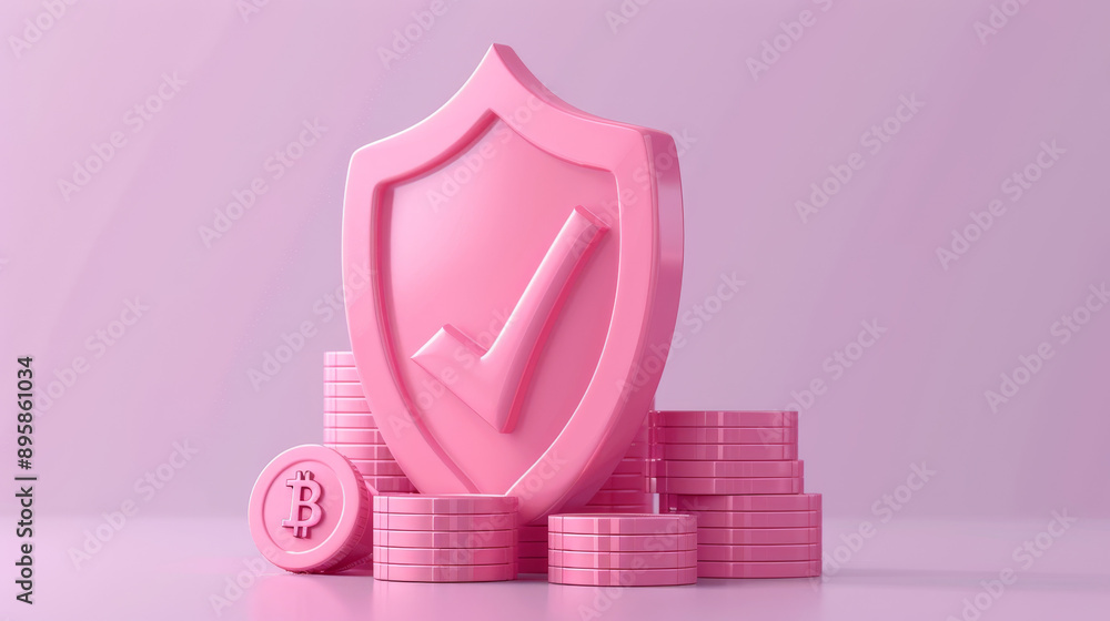 A creative illustration of a pink shield symbolizing security with cryptocurrency coins for digital finance concepts. A creative illustration of a pink shield symbolizing security with cryptocurrency coins for digital finance concepts.