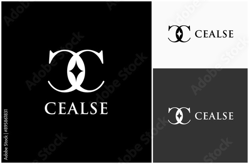 Tableau sur toile Initial Letter CC Monogram Mirror Luxury Elegant Beauty Fashion Font Vector Logo