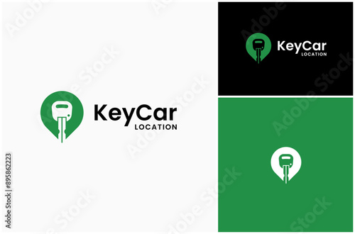 Car Key Dealer Showroom Automotive Vehicle Location Pin Point Map Vector Logo Design Illustration