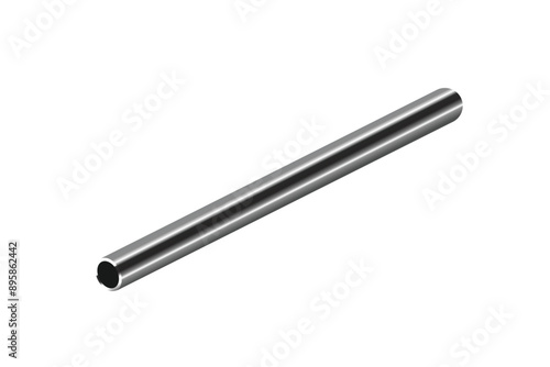 Realistic SS pipe vector. Stainless Steel holo pipe. Steel pipe vector.