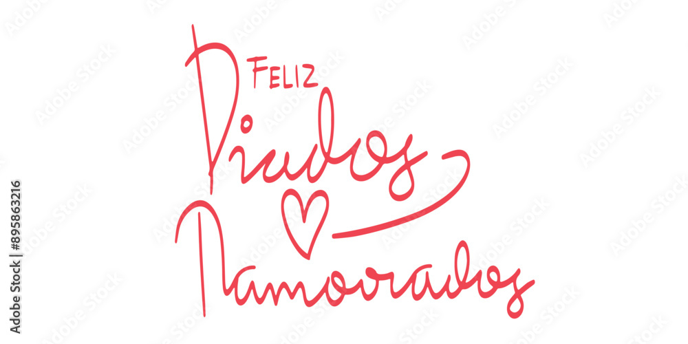 Fototapeta premium Feliz Dia Dos Namorados .Happy Valentine’s Day in Brazilian Portuguese. Templates for celebration, ads, branding, banner, cover, label, poster, sales