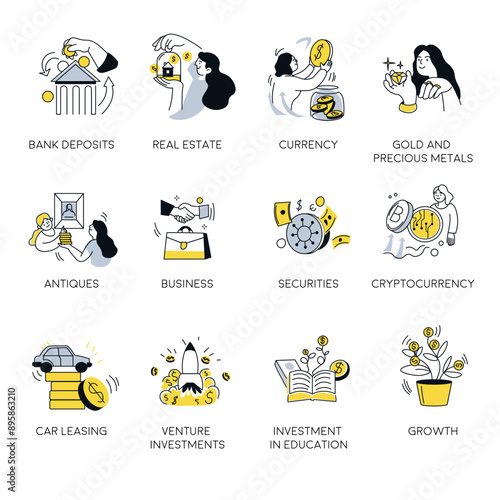 Various types of investments depicted