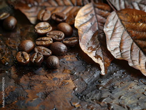 offee beans in background illustration photo