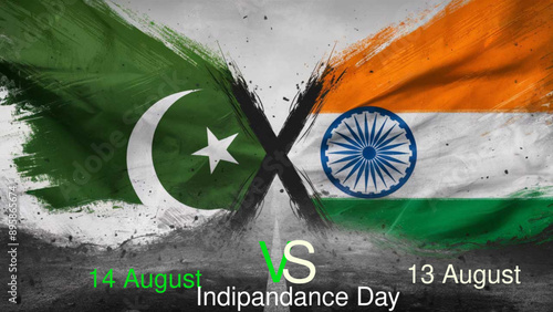 Pakistan vs India independence day flags