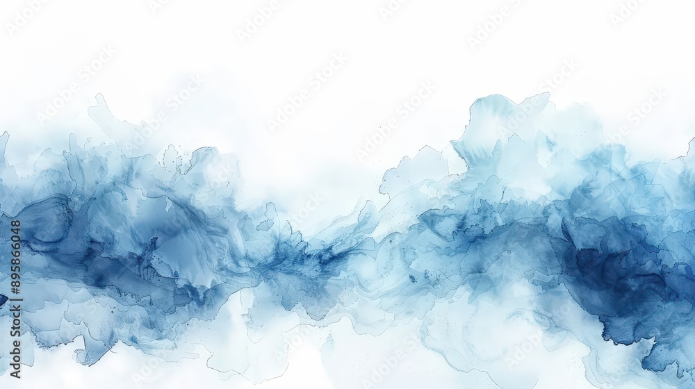 Fototapeta premium Serene Watercolor Landscape with Ethereal Clouds