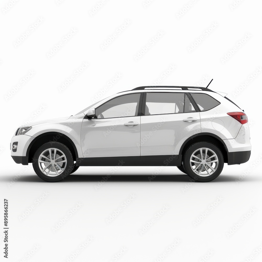 White Car Isolated on White Background. Generic SUV Automobile in 3D Rendering White Car Isolated on White Background. Generic SUV Automobile in 3D Rendering