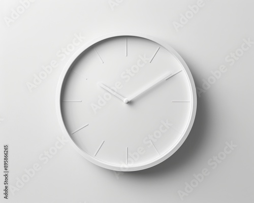 Wallpaper Mural White Clock. Minimalistic Modern Circle Object Showing Time on White Background Torontodigital.ca