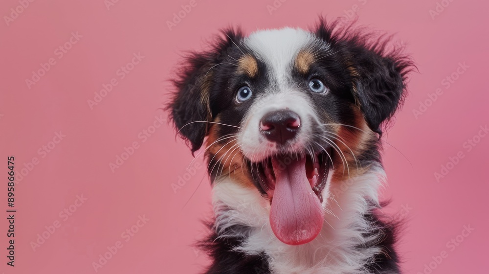 A dog with a tongue sticking out is smiling at the camera A dog with a tongue sticking out is smiling at the camera