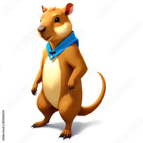 Cute cartoon capybara with pizza	
