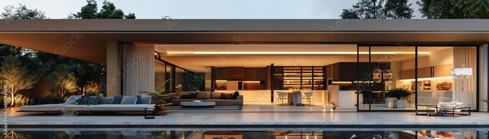 Modern house with minimalist design and open-plan interior, Modern minimalist house designs, Sleek and contemporary residential architecture