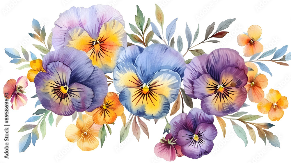Pansy flower bouquet background illustration Pansy flower bouquet background illustration