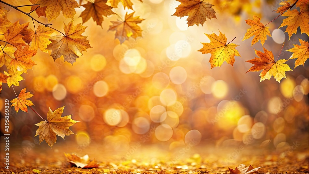 Beautiful autumn scene with golden leaves and a bokeh background, perfect for seasonal and nature-themed designs, autumn, leaves Beautiful autumn scene with golden leaves and a bokeh background, perfect for seasonal and nature-themed designs, autumn, leaves