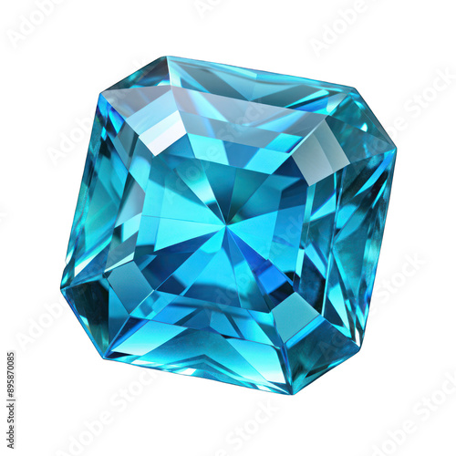 Aquamarine blue gem isolated on transparent background