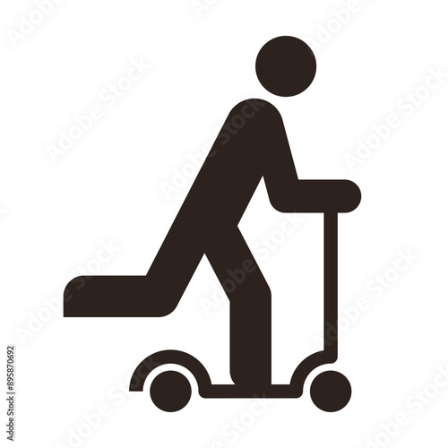 E-scooter icon, kick scooter sign, kick scooter rider symbol