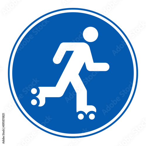 Roller skate icon, inline skating symbol, road sign