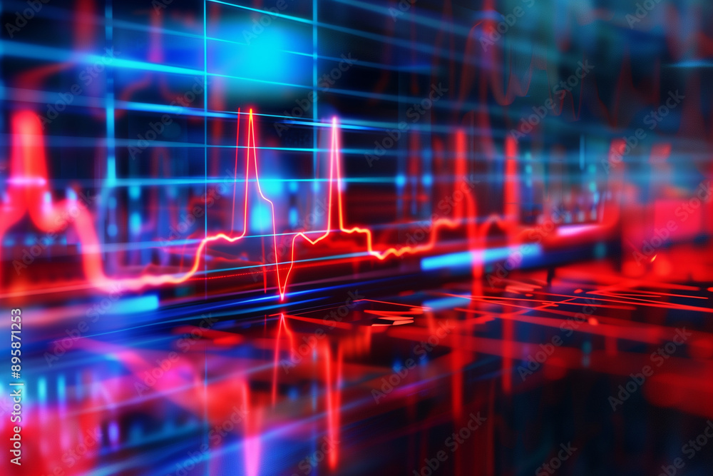 heartbeat pulse line on an ECG monitor, symbolizing critical hospital diagnosis and emergency medical care. This background image captures the intensity of an emergency life case w heartbeat pulse line on an ECG monitor, symbolizing critical hospital diagnosis and emergency medical care. This background image captures the intensity of an emergency life case w