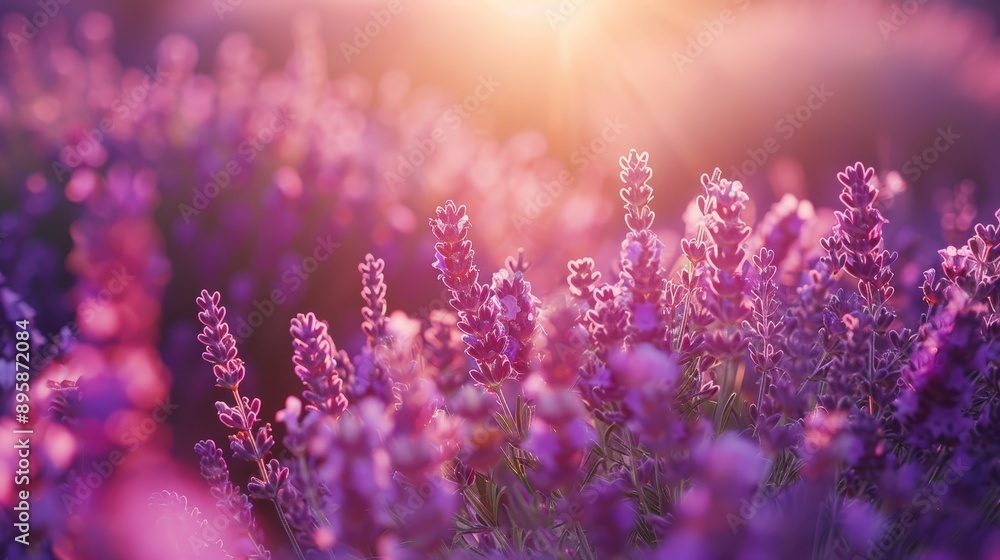Enchanting Lavender Field in the Sunset Glow Enchanting Lavender Field in the Sunset Glow