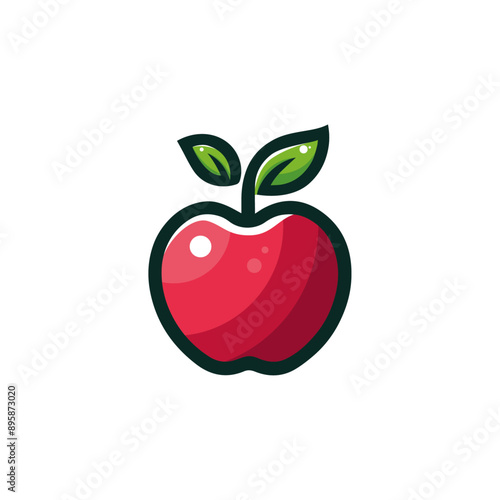 Apple fruit logo cartoon style vector on white background