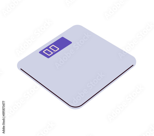 Bathroom floor scales icon, weight measure equipment, floor device for weighing body, measuring, digital weight scale symbol, gadget for mass measurement isolated flat vector illustration.