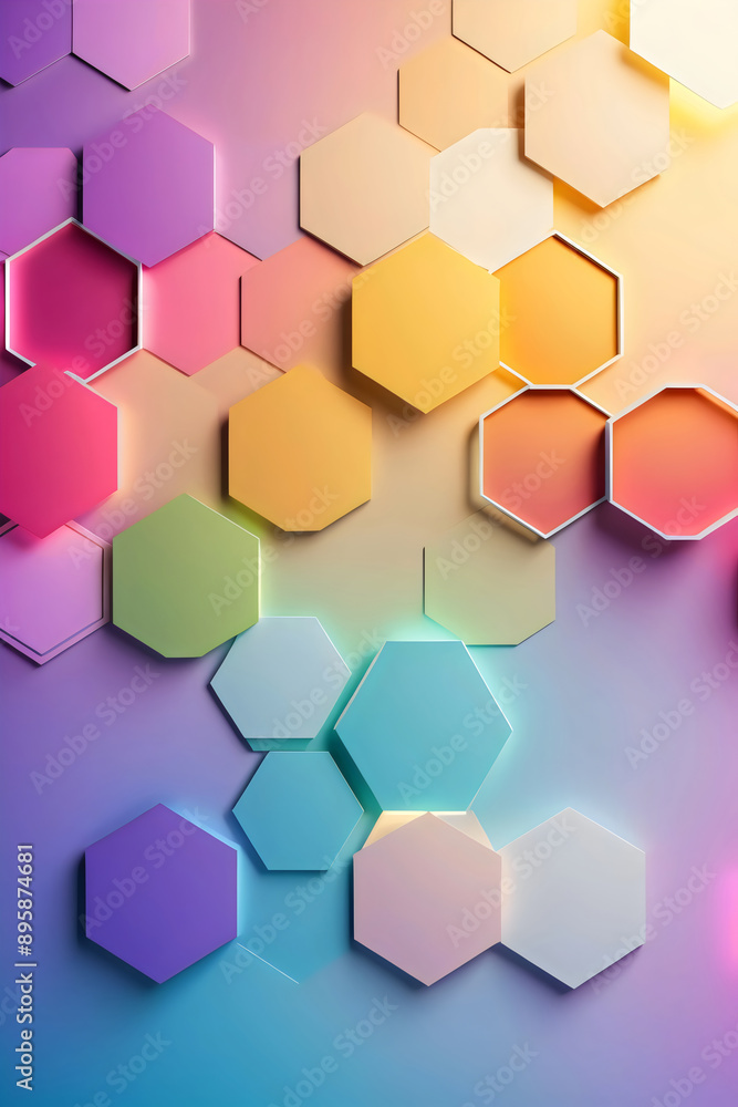 Minimalist background with light, random hexagon shapes Minimalist background with light, random hexagon shapes