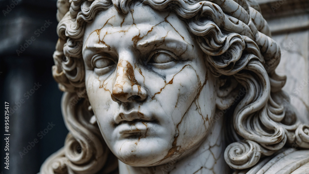 Classic marble statue with a sense of ancient power, ideal for inspirational backgrounds Classic marble statue with a sense of ancient power, ideal for inspirational backgrounds