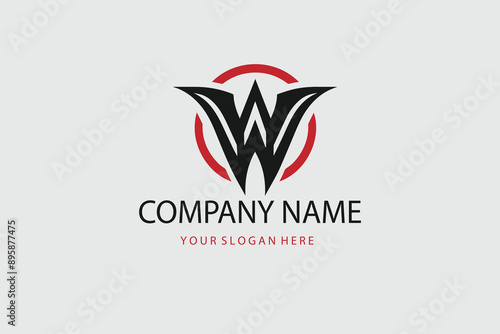W Logo. Vector Graphic Branding Letter Element. Black Background.