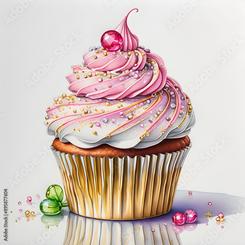  cupcake romantic pink. photo