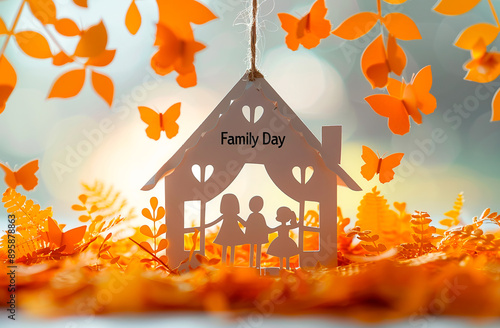 Greeting card, banner or poster for happy Parents day with text inscription.